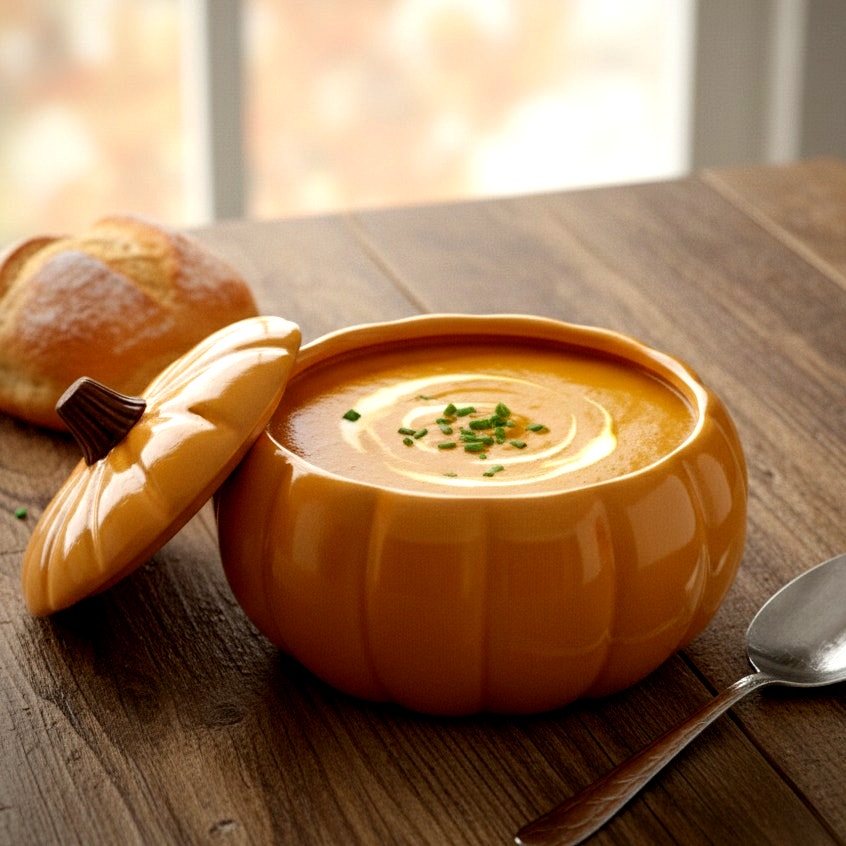 🎃 Williams Sonoma Pumpkin Lidded Bowl – Ceramic Covered Dish – Autumn Serveware