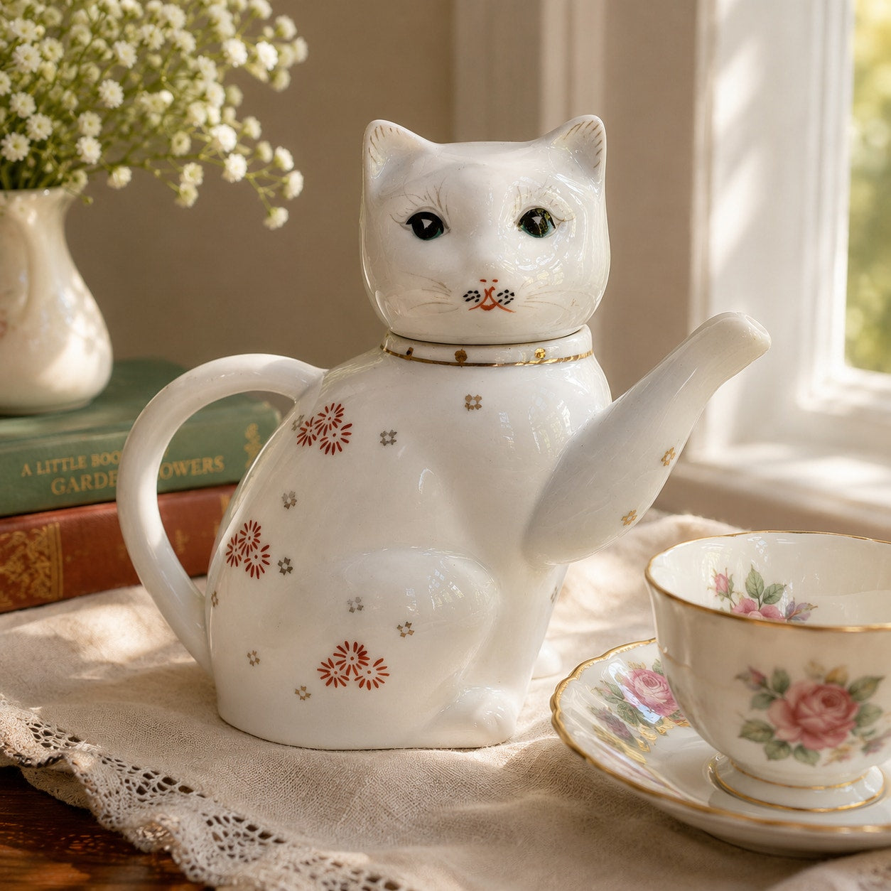 Mid Century Japanese Cat Teapot