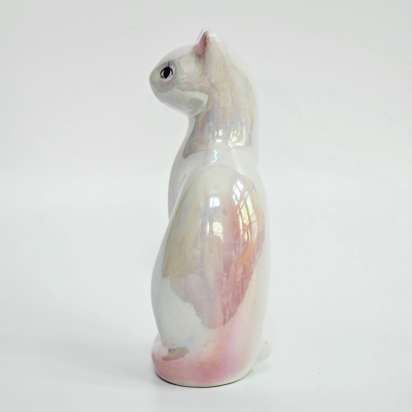 Mid-Century Iridescent Lustre Glaze Cat Figurine