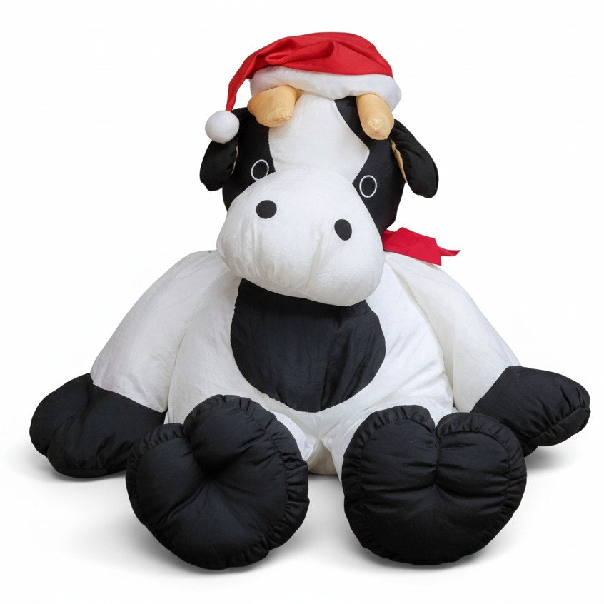 Vintage Carlton Cards Heartwarmers Holiday Cow Stuffed Animal | 1990s Christmas