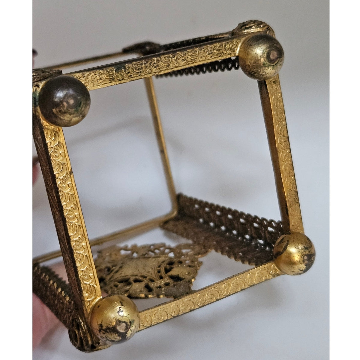 1950s Gold Gilt Filigree Perfume Bottle