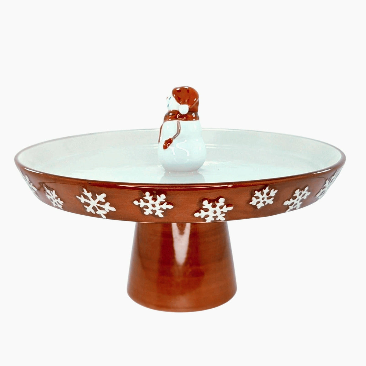 Vintage St. Nicholas Square Snowman Pedestal Tray Christmas Yuletide Collection
