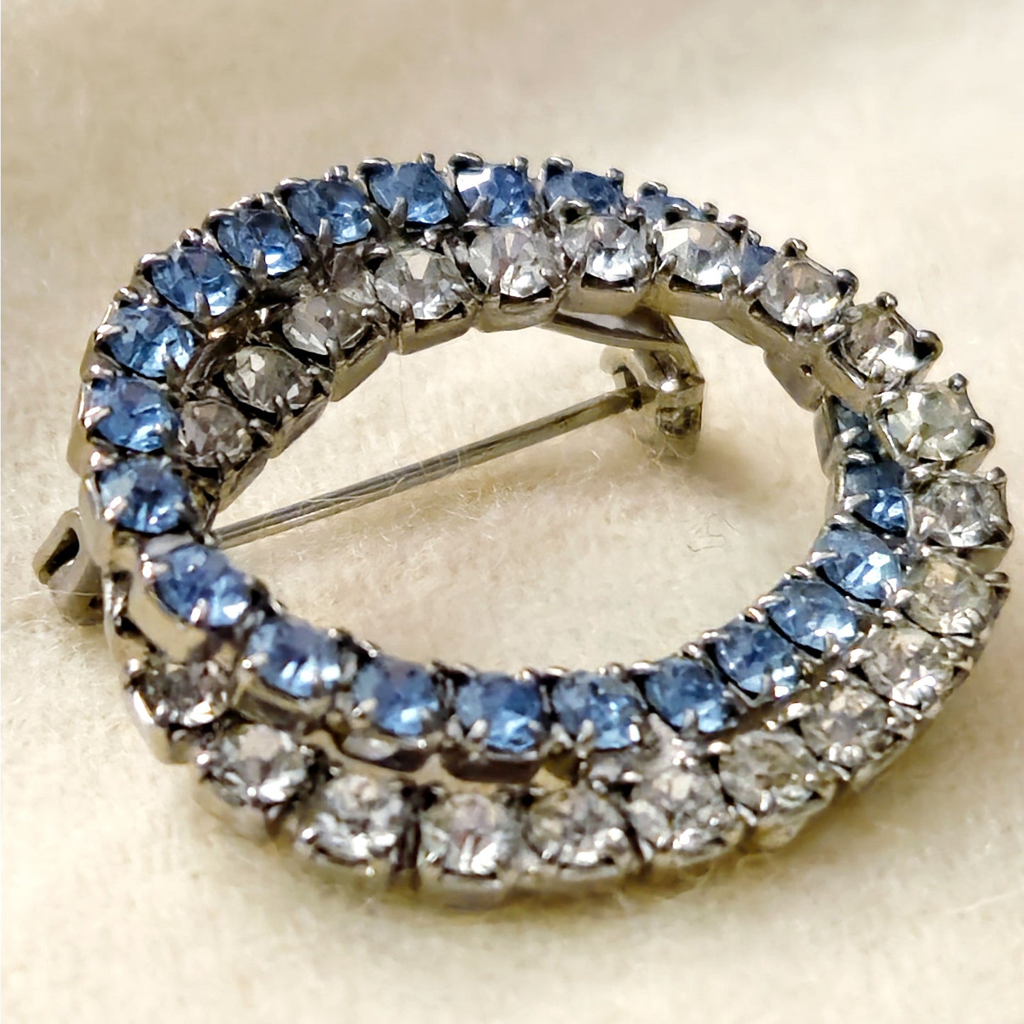 Mid-Century Sapphire Blue and Diamond Brooch