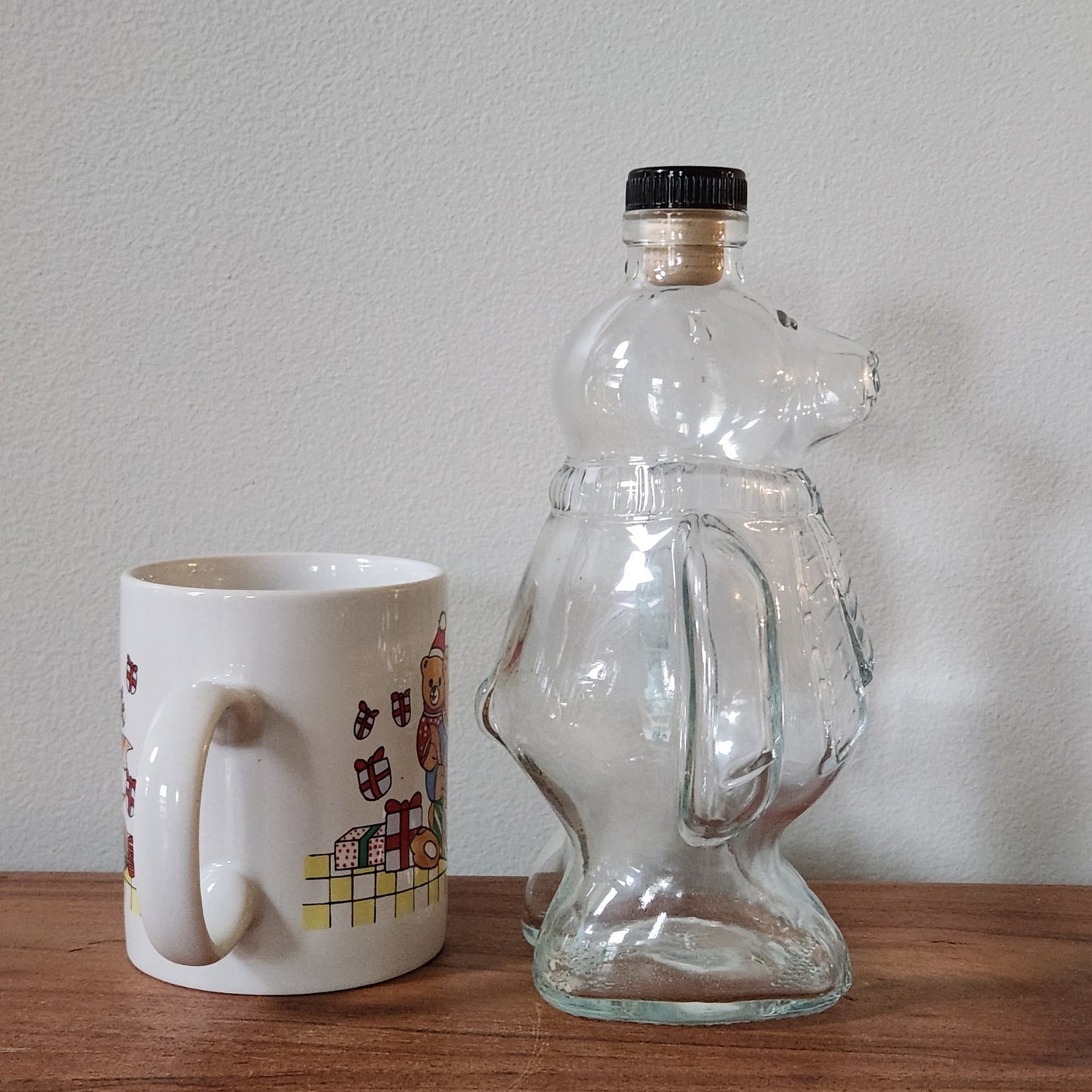 Vintage Christmas Hot Cocoa Gift Bundle | Teddy Bear Mug + Polar Bear Bottle