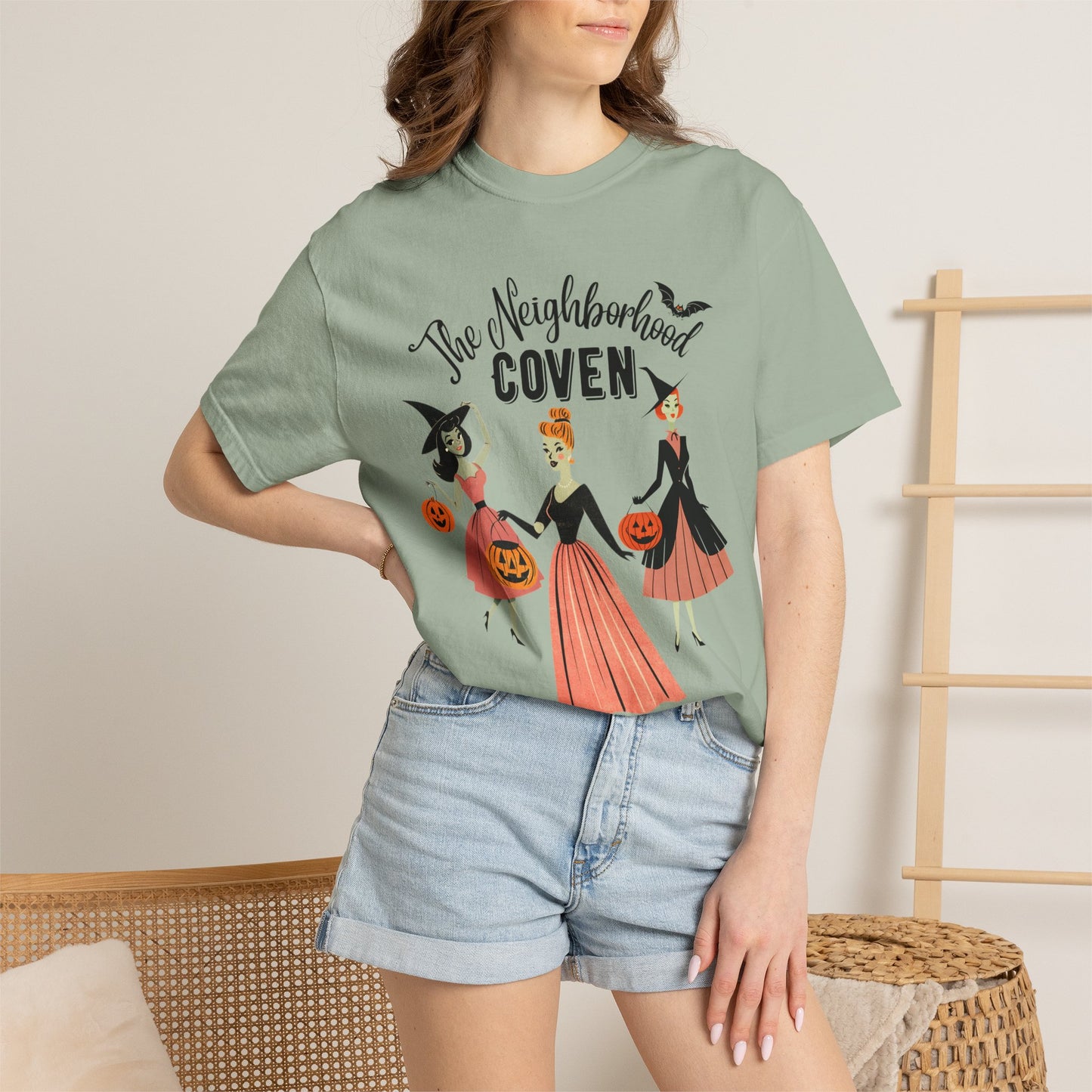 Halloween T-Shirt — The Neighborhood Coven Vintage Witch Trio Graphic