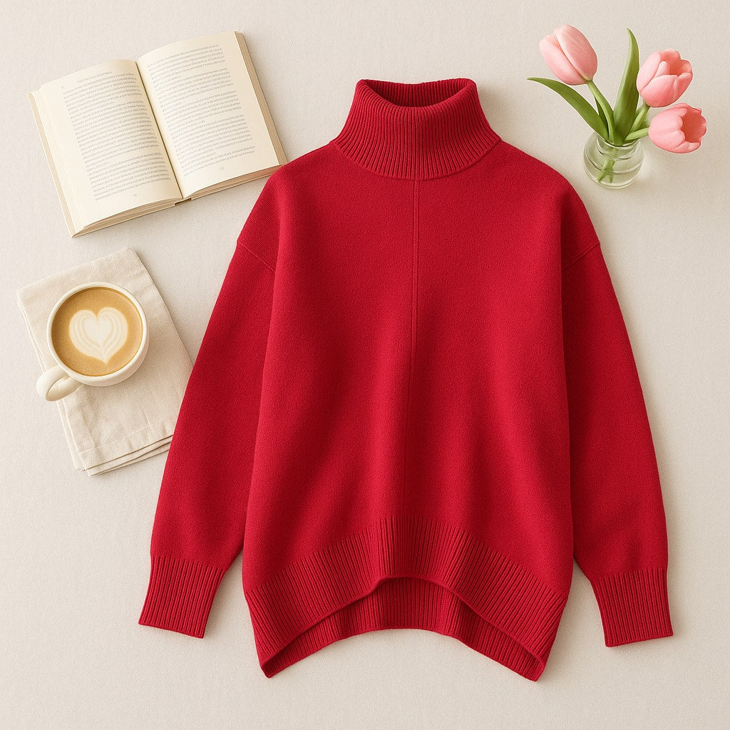 Raspberry Pink Crystal Mock Neck Pullover Sweater | Women's M