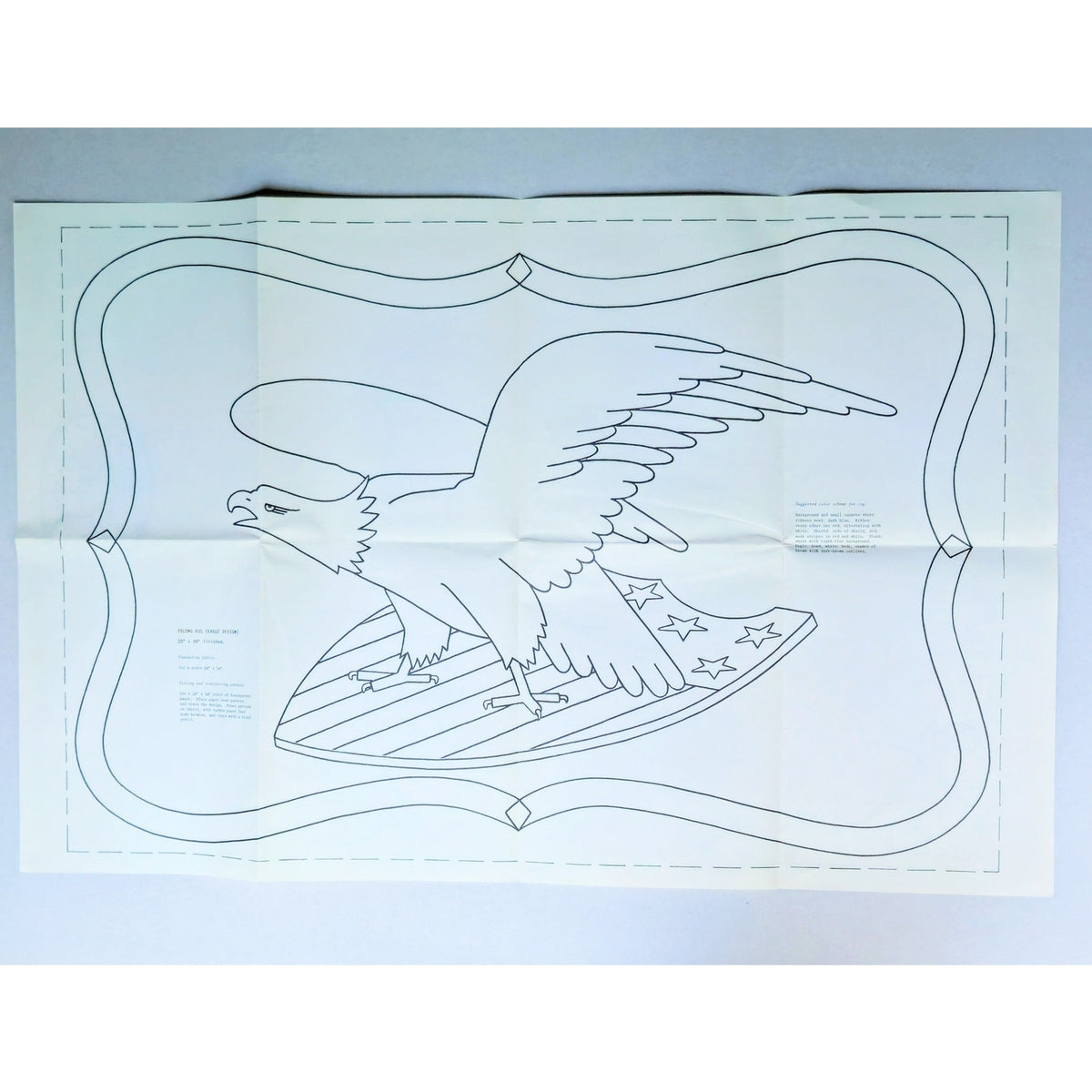Vintage Eagle Rug Hooking Pattern 20x30 | Mid Century American Folk Art Craft