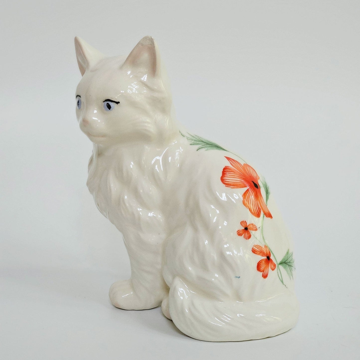 1970s White Longhair Cat Figurine