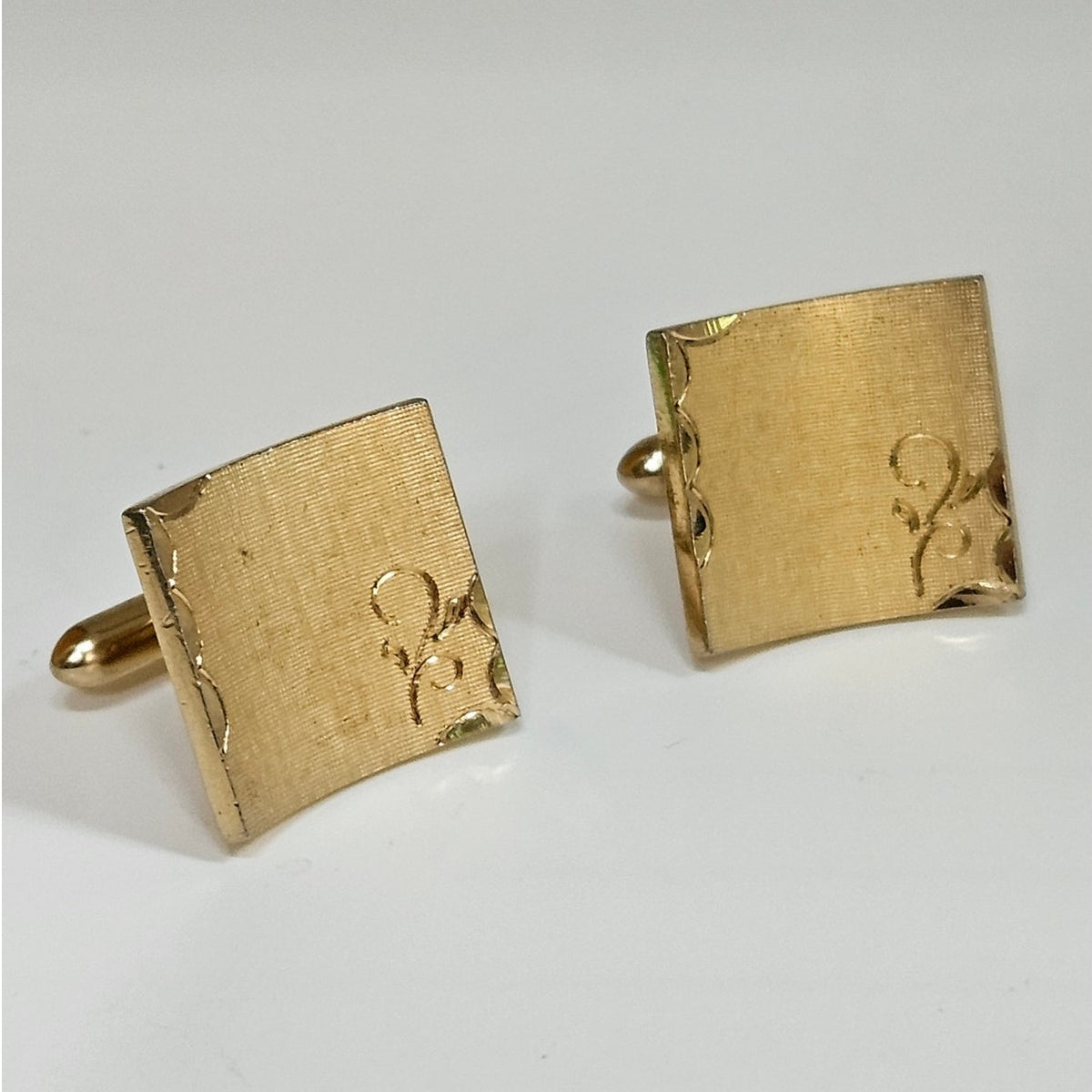 MCM Swank Engraved Square Gold Tone Cufflinks