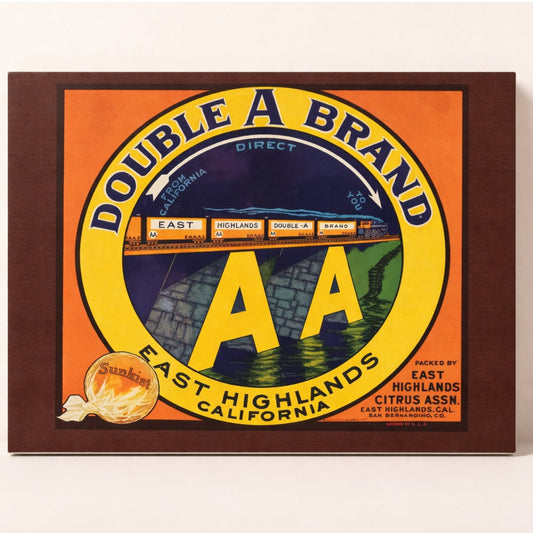 Vintage “Double A Brand” Citrus Crate Label Reproduction 11x14 | 1990s East Highlands, California
