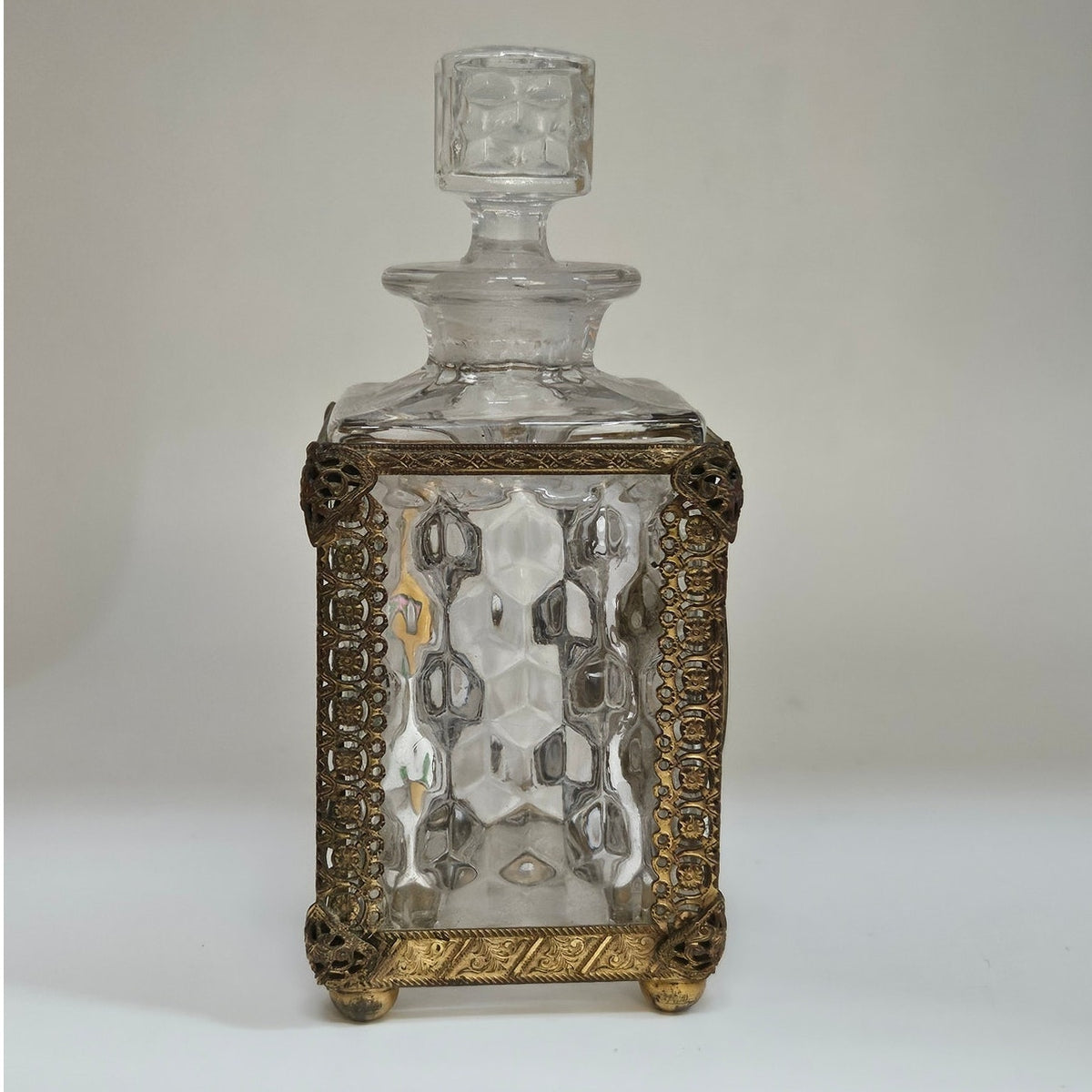 1950s Gold Gilt Filigree Perfume Bottle