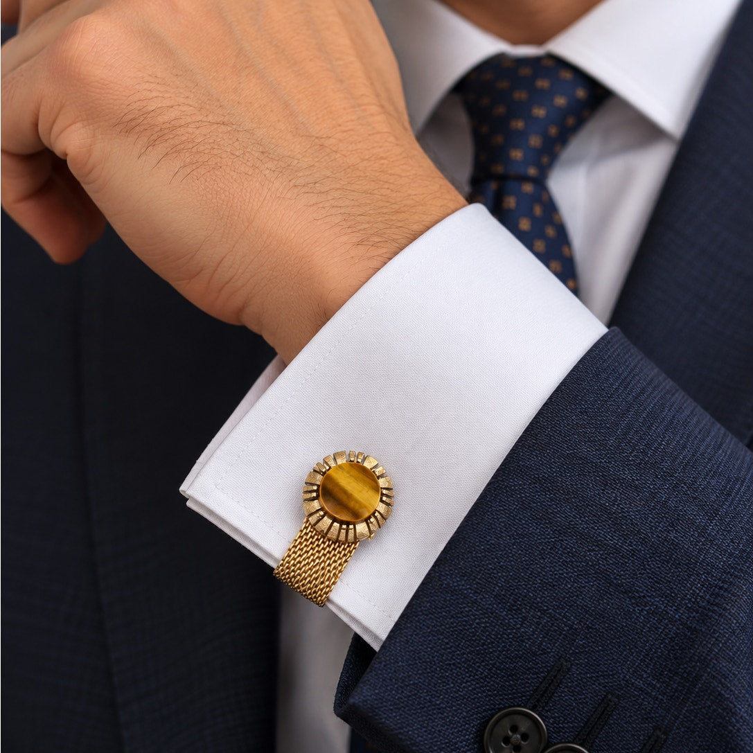 MCM Dante Tiger Eye Mesh Wrap Cufflinks