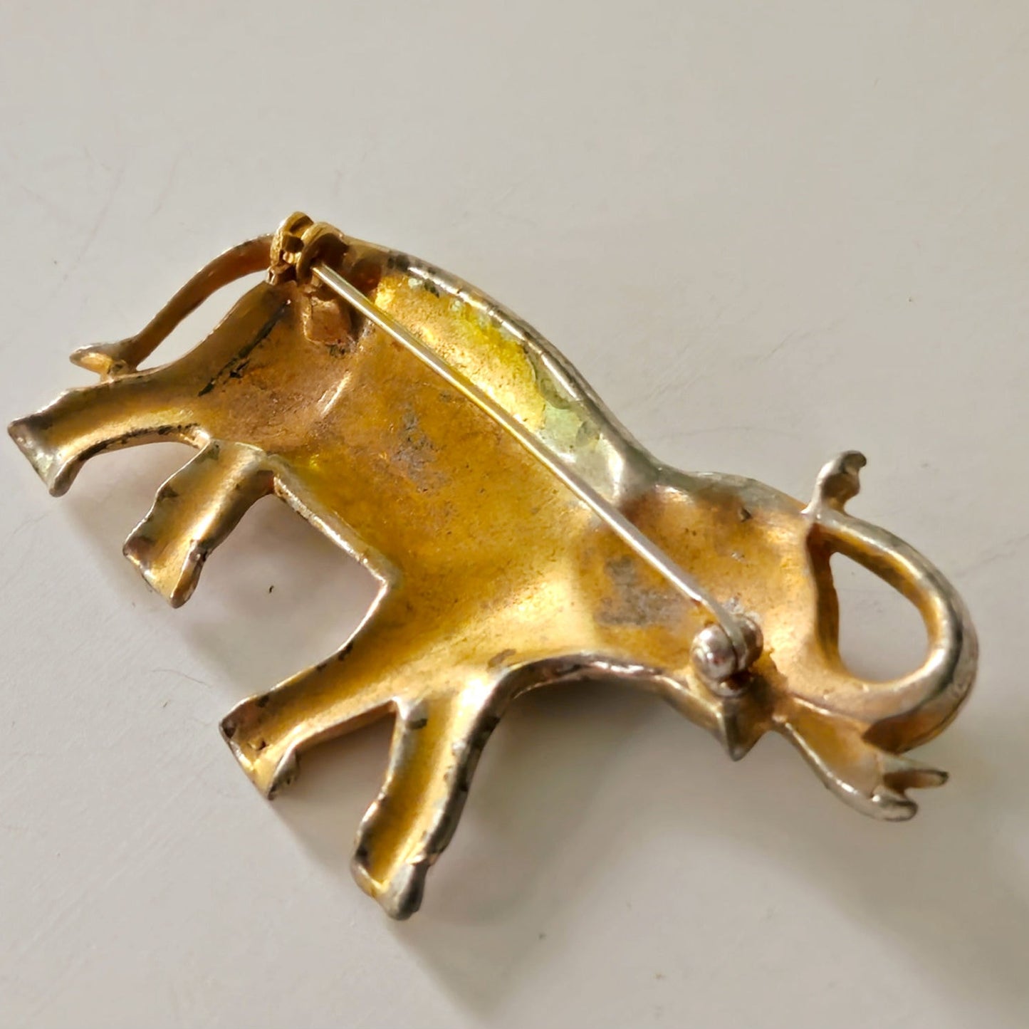 Mid-Century Gold Tone Elephant Brooch