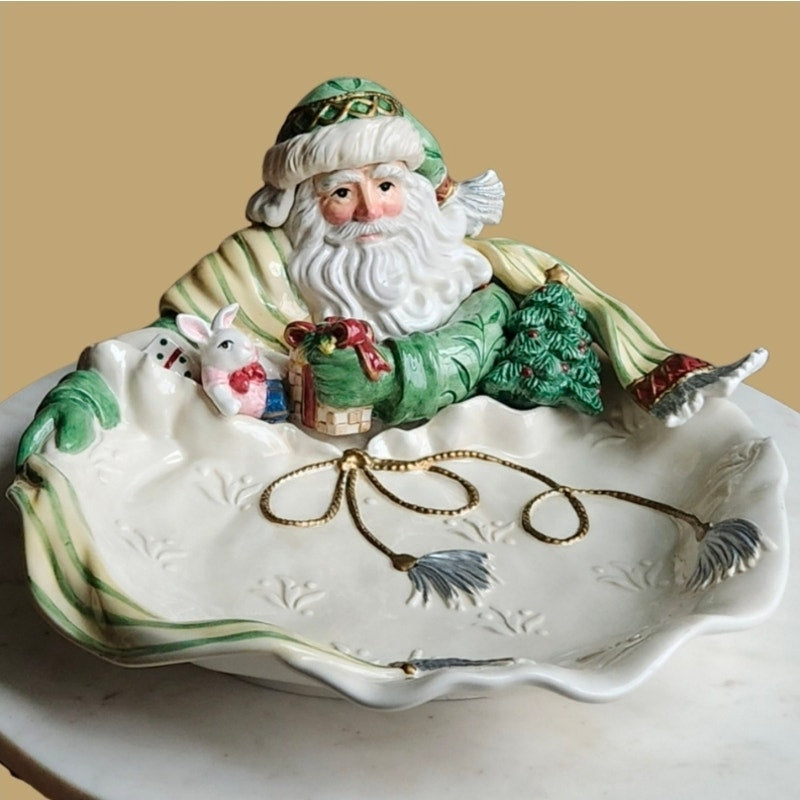 Fitz & Floyd Classics Santa Serving Bowl | Vintage 1990s Holidays Centerpiece