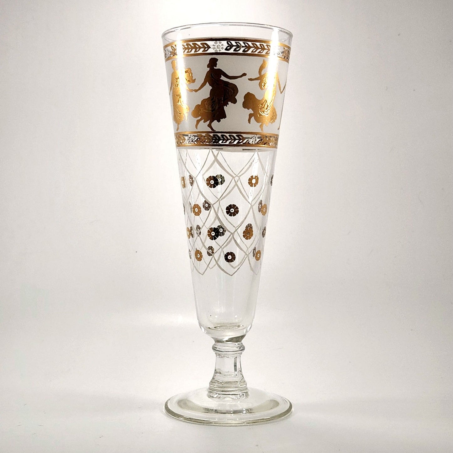 Set of 4 MCM Aldon Greek Goddess Pilsner Glasses