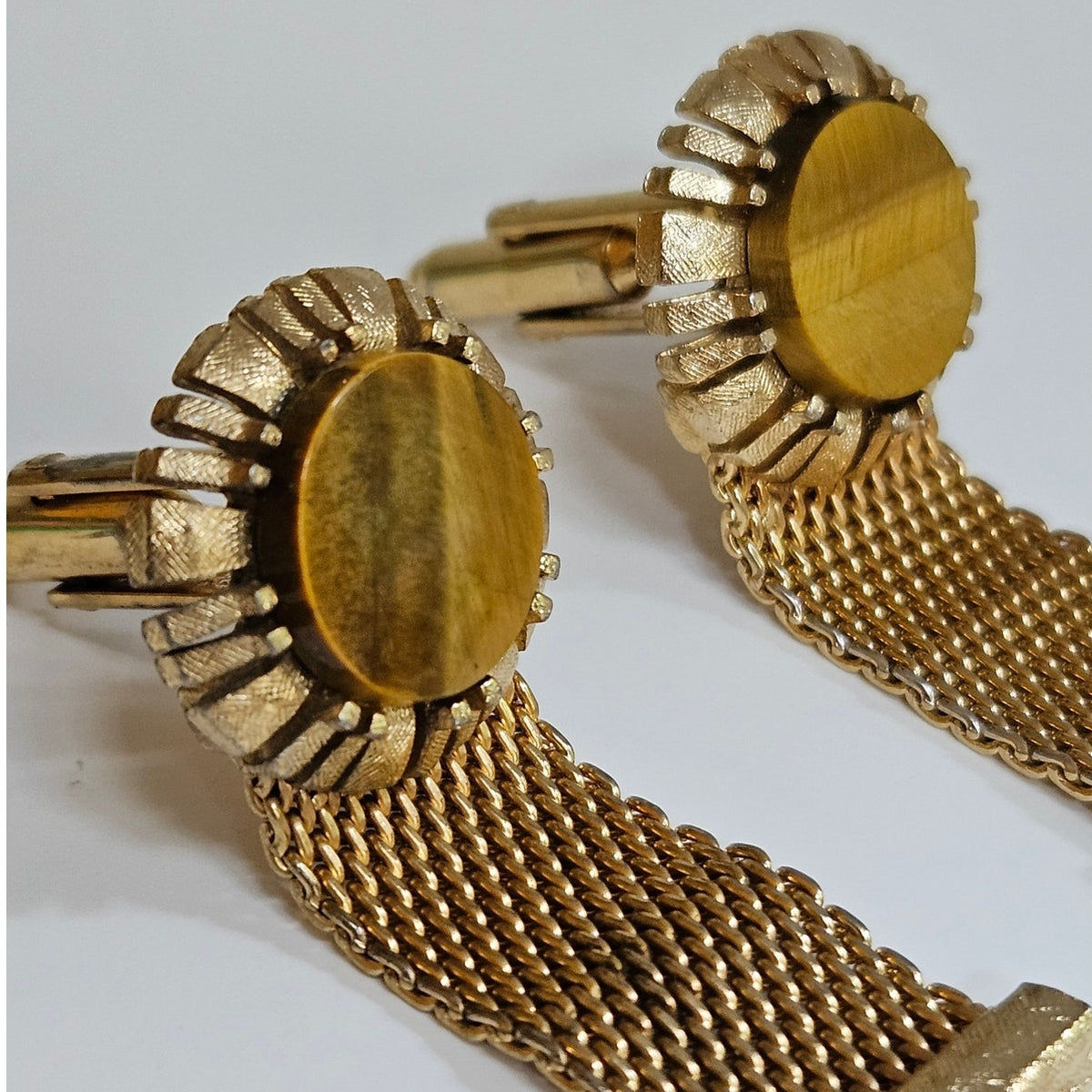 MCM Dante Tiger Eye Mesh Wrap Cufflinks