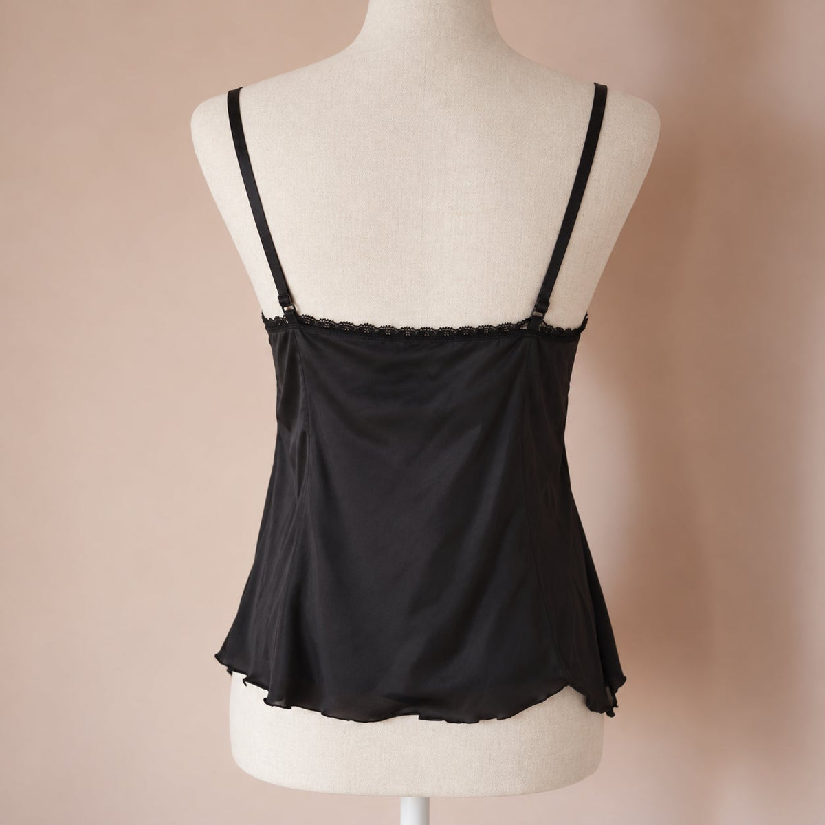 Vintage Mid-Century Vanity Fair Black Nylon Lace Camisole | Women's 36