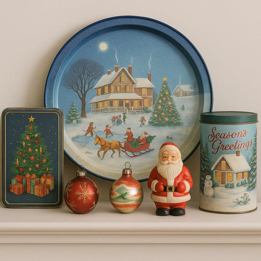 Vintage 1980s Potpourri Press Christmas Tray – Winter Scene with House, Sleigh & Tree, Signed WIM Schimmer, Holiday Home Collectible