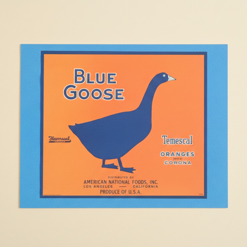 Vintage Blue Goose Temescal Oranges Print | California Citrus Graphic Wall Art