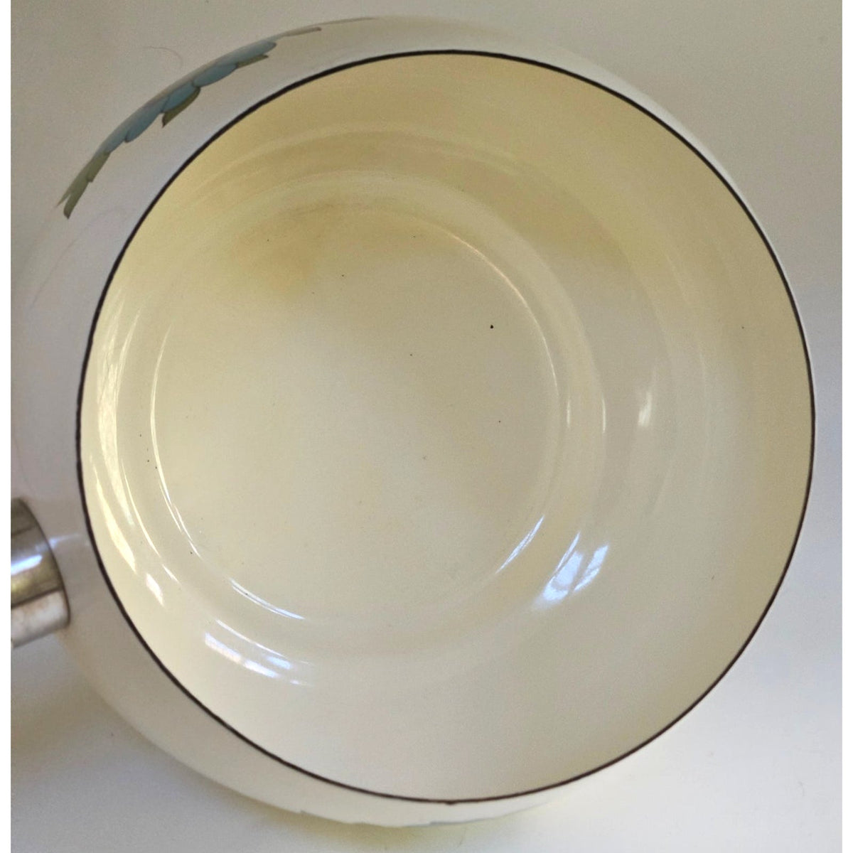 1970s Blue Floral Fondue Set