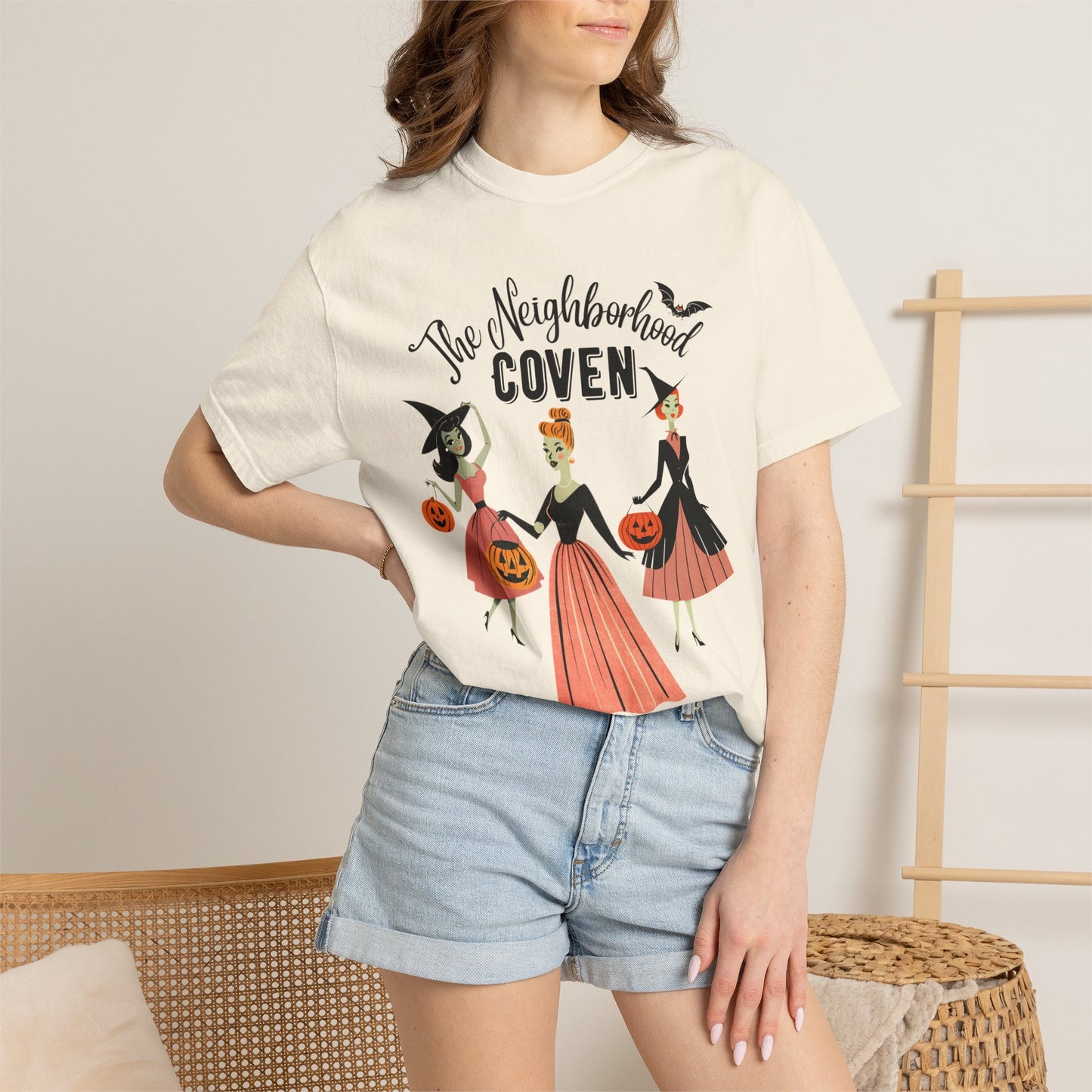 Halloween T-Shirt — The Neighborhood Coven Vintage Witch Trio Graphic