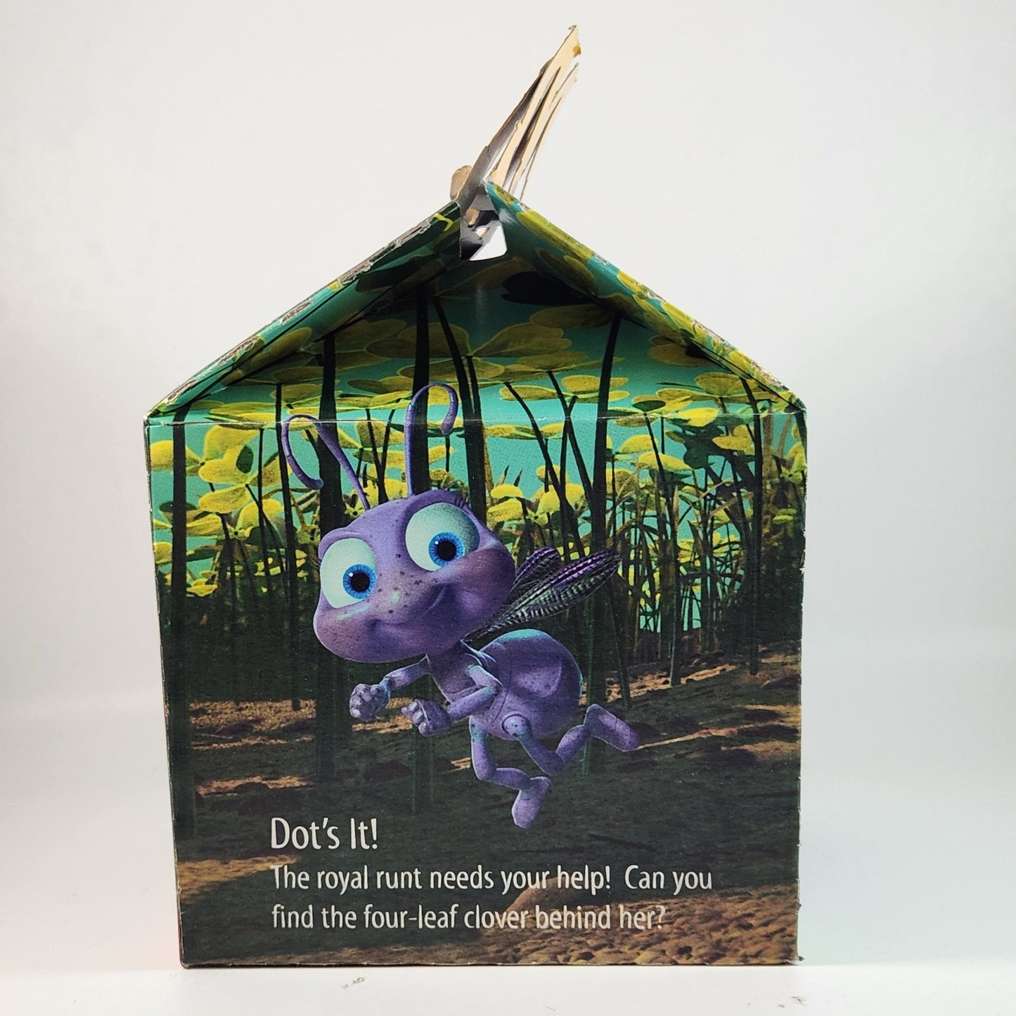 1998 McDonald’s Happy Meal Box – Disney Pixar A Bug’s Life Movie Promotion – Flik, Princess Atta, Dot, Hopper