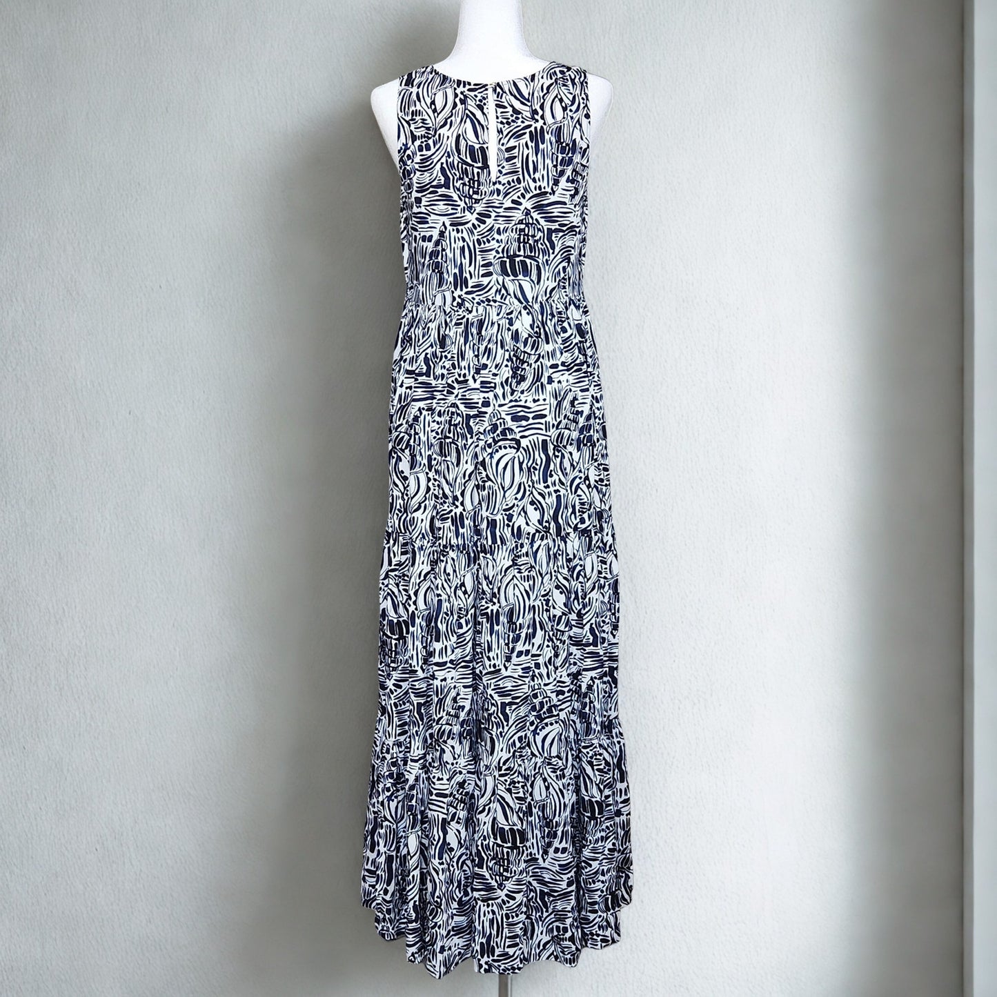 Tyler Böe Blue & White Seashell Print Rachel Maxi Dress Women's Small