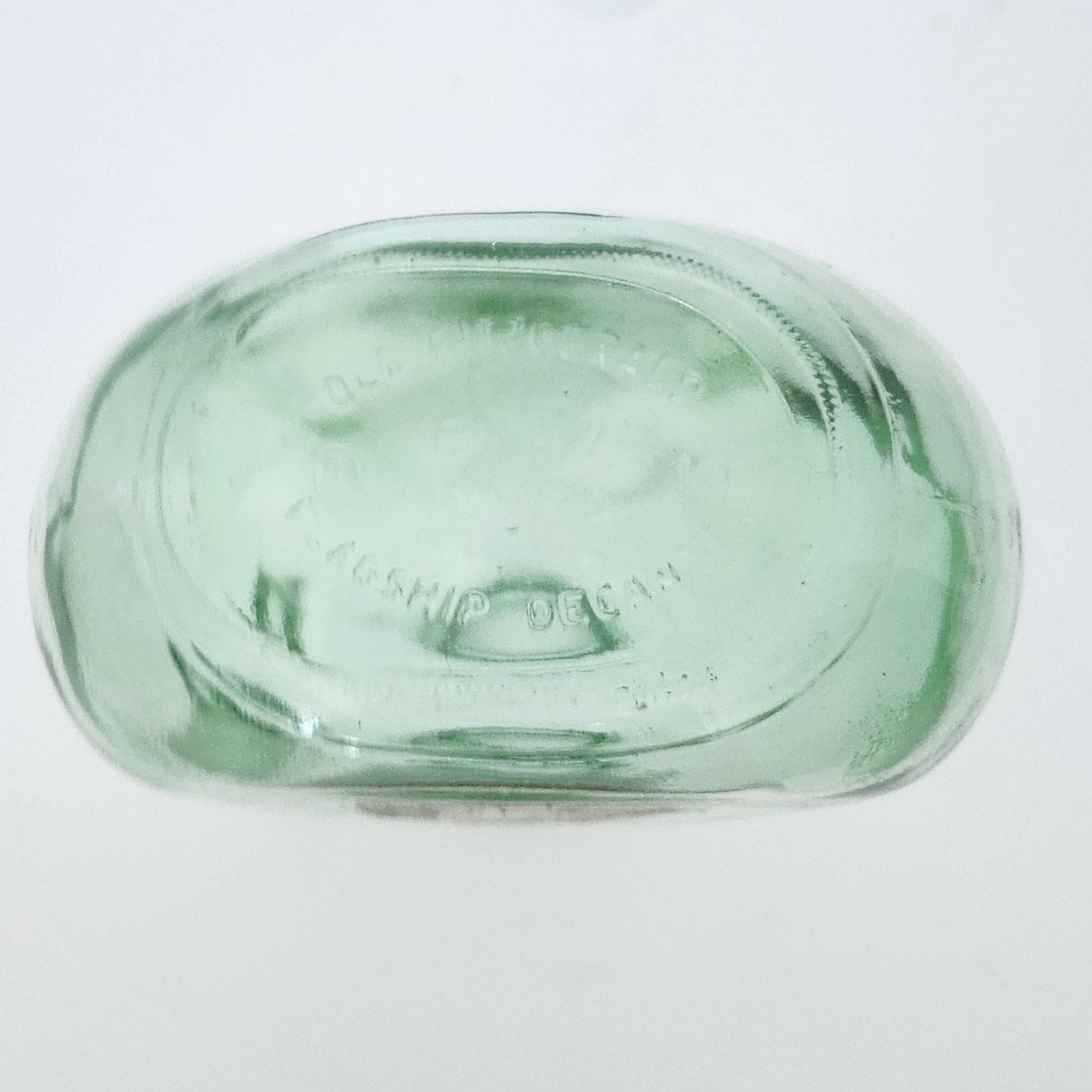Vintage MCM Old Fitzgerald Green Glass Flagship Decanter Bottle | 1960s Barware