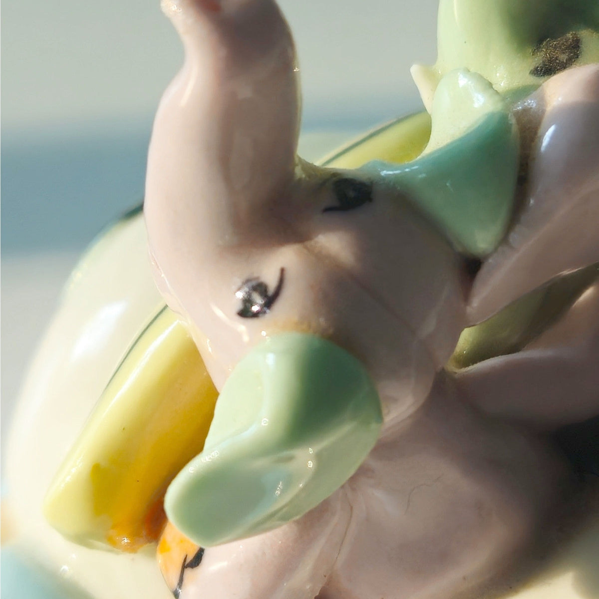 Vintage Ceramic Elephant Car Figurine