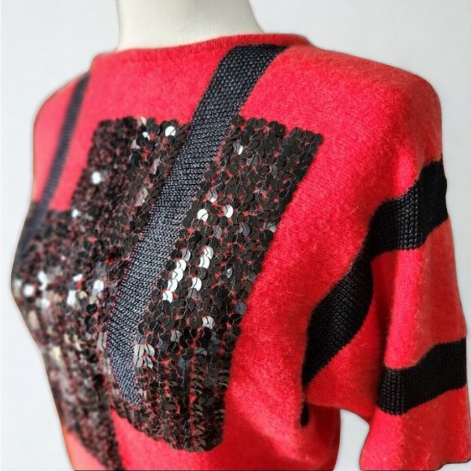 1980s Tricoville Angora Lambswool Sequin Sweater | Women's S