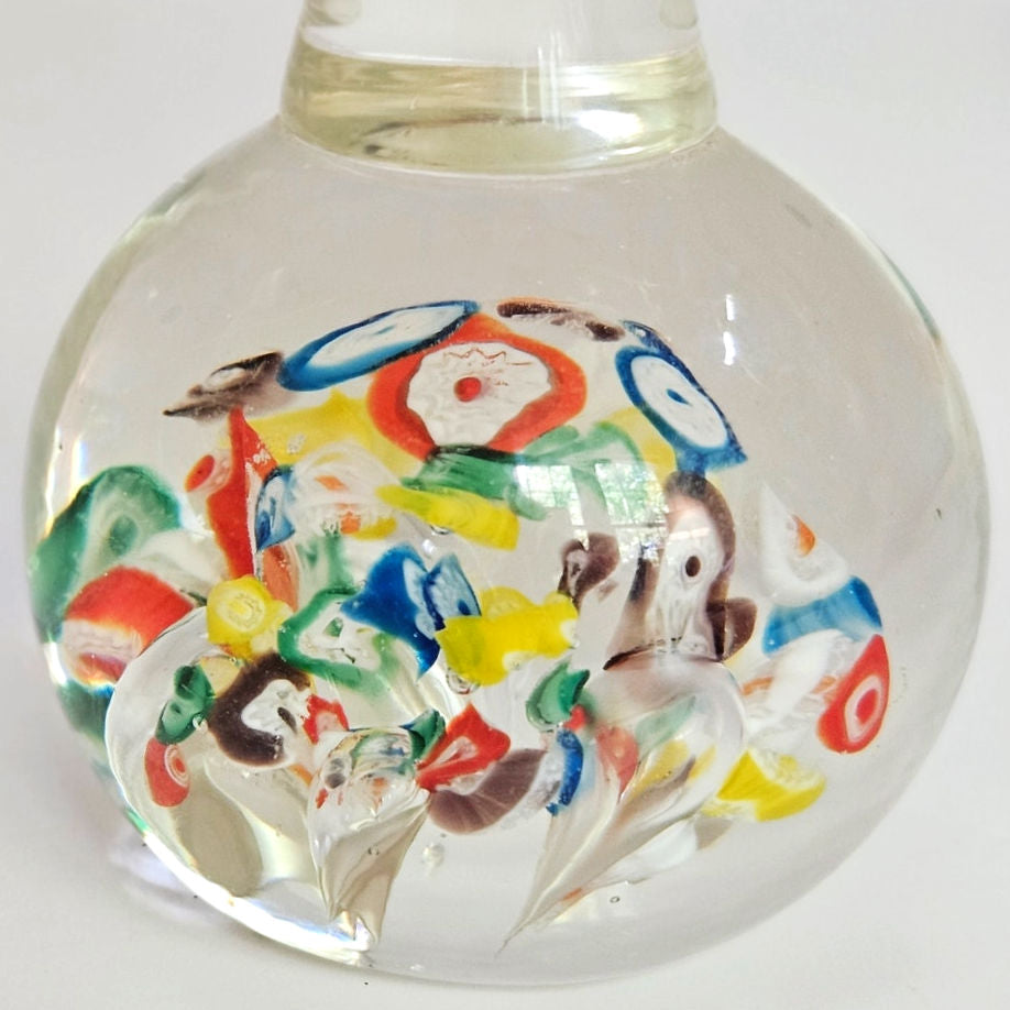 Vintage MCM Lenwile Ardalt Japan Art Glass Vase | Red Millefiori Paperweight