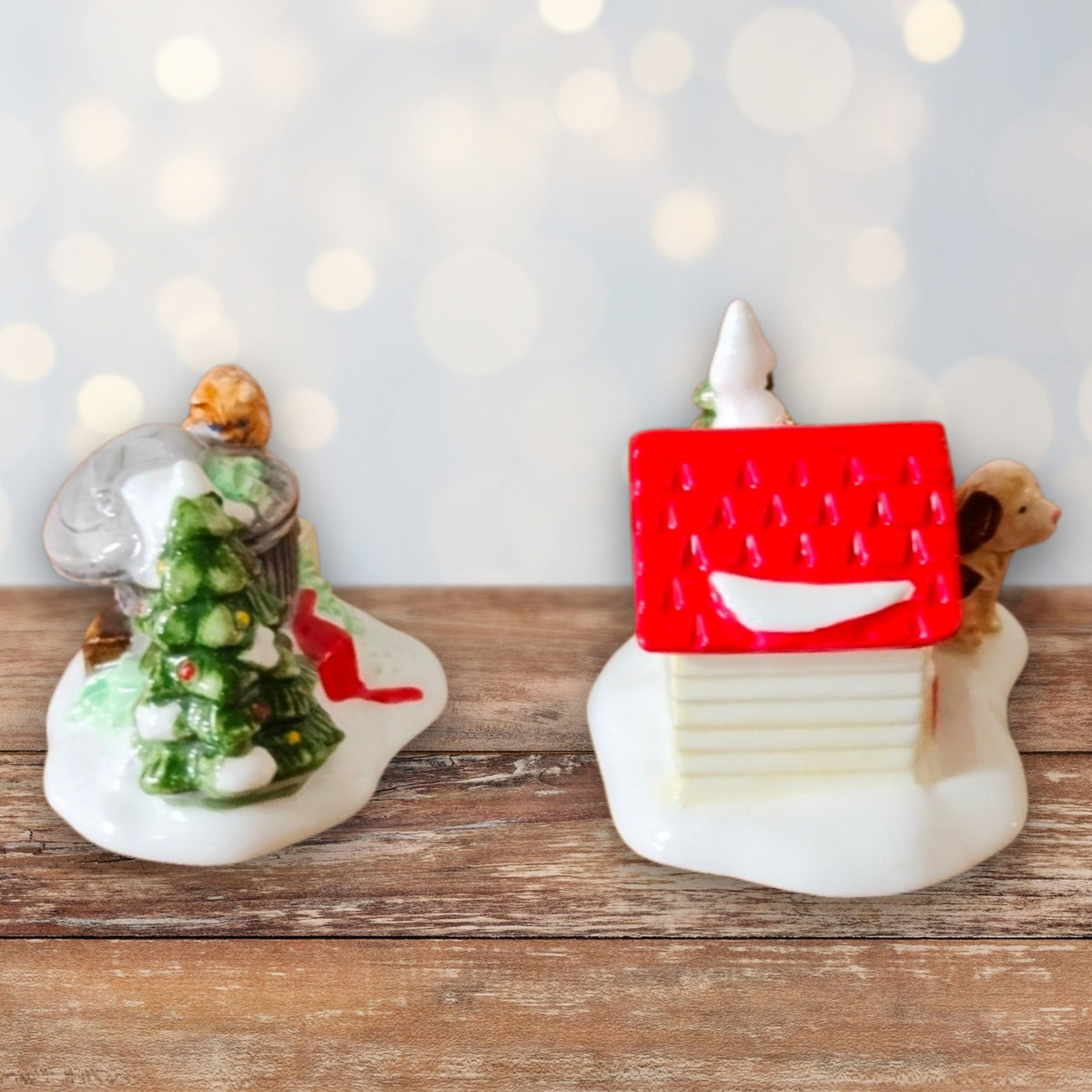 1988 Dept 56 Snow Village Christmas Cat and Dog Set