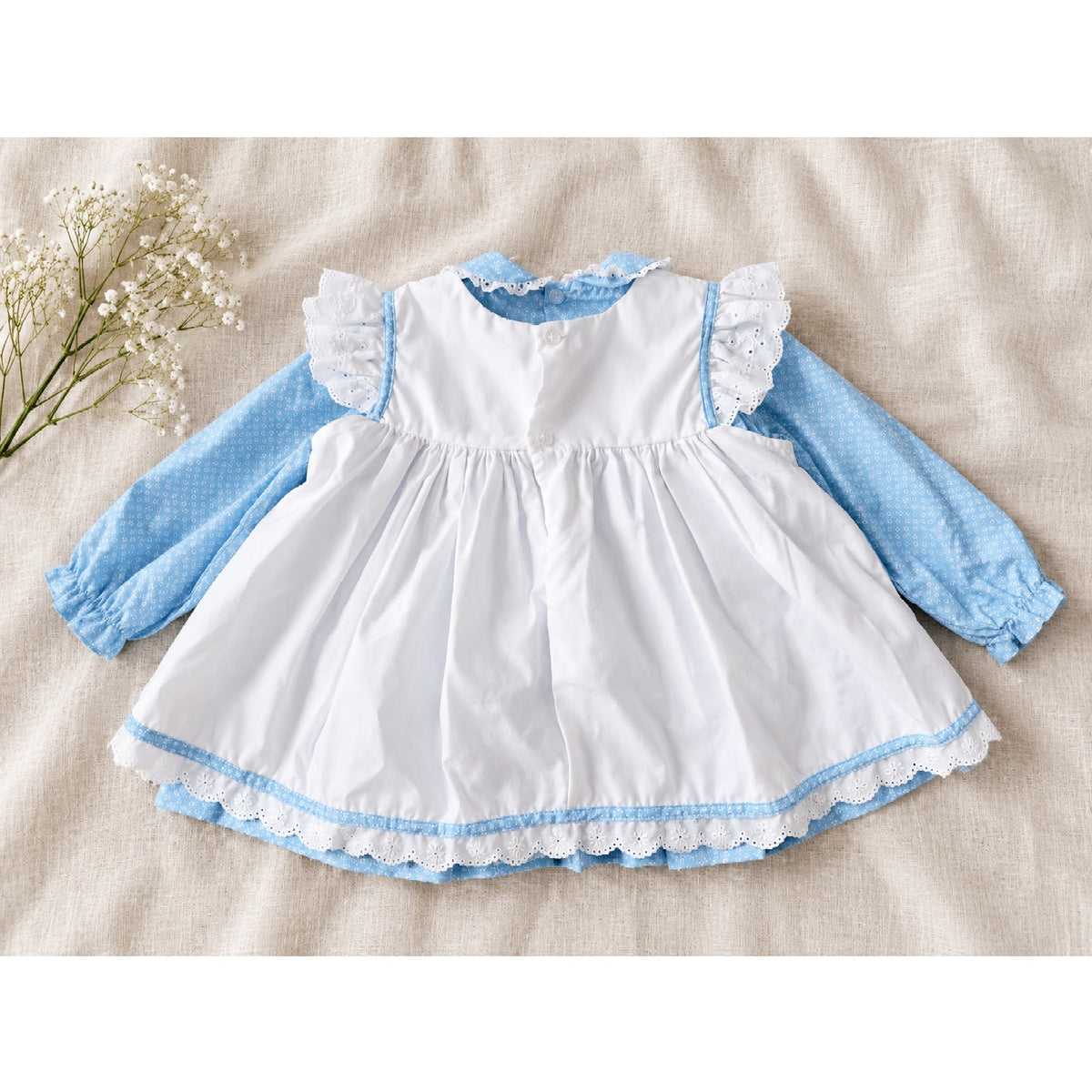 1980s Baby Togs Blue Goose Pinafore Dress | Girls 24M