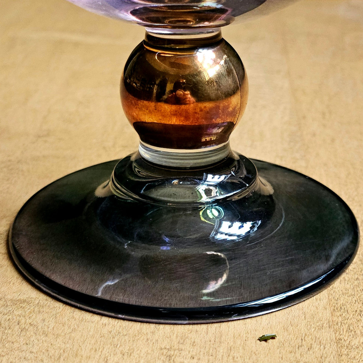 Vintage MCM Blush & Smoke Art Deco Glass Cocktail Coupes (2) | Rose Copper Teal