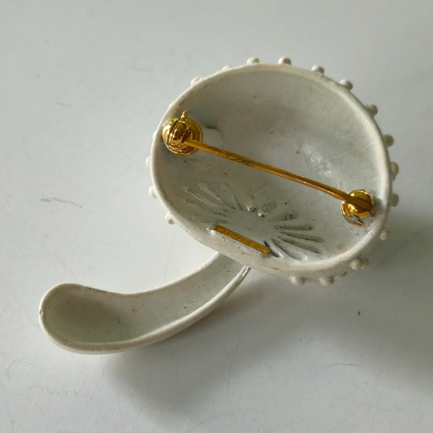 1970s Monet White Mushroom Brooch