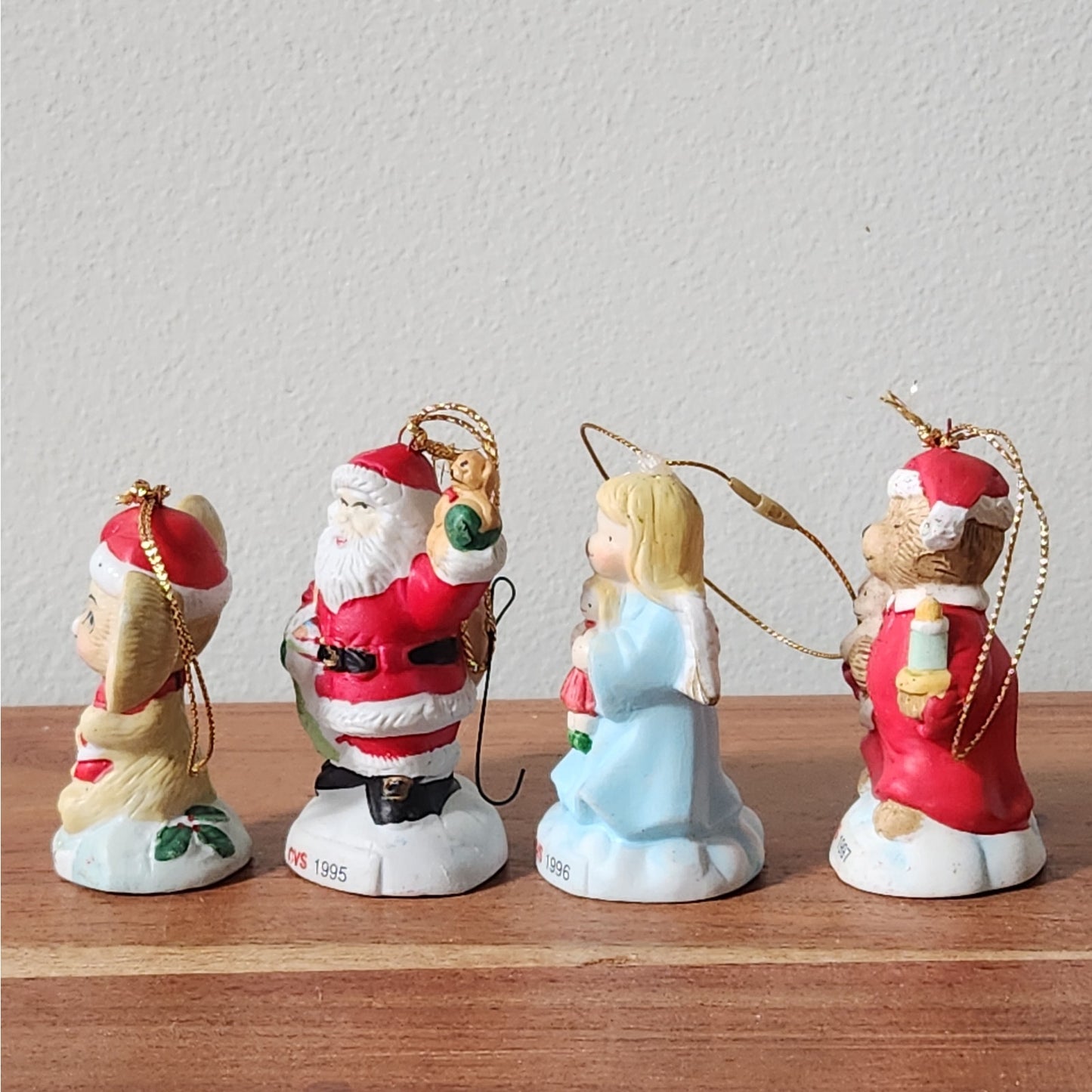 Vintage CVS Christmas Ornament Set |  1990s Mouse, Santa, Angel, Bear