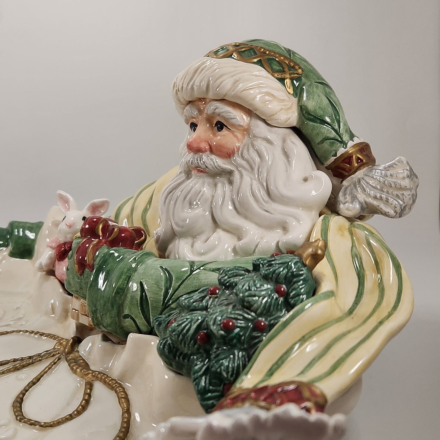 Fitz & Floyd Classics Santa Serving Bowl | Vintage 1990s Holidays Centerpiece