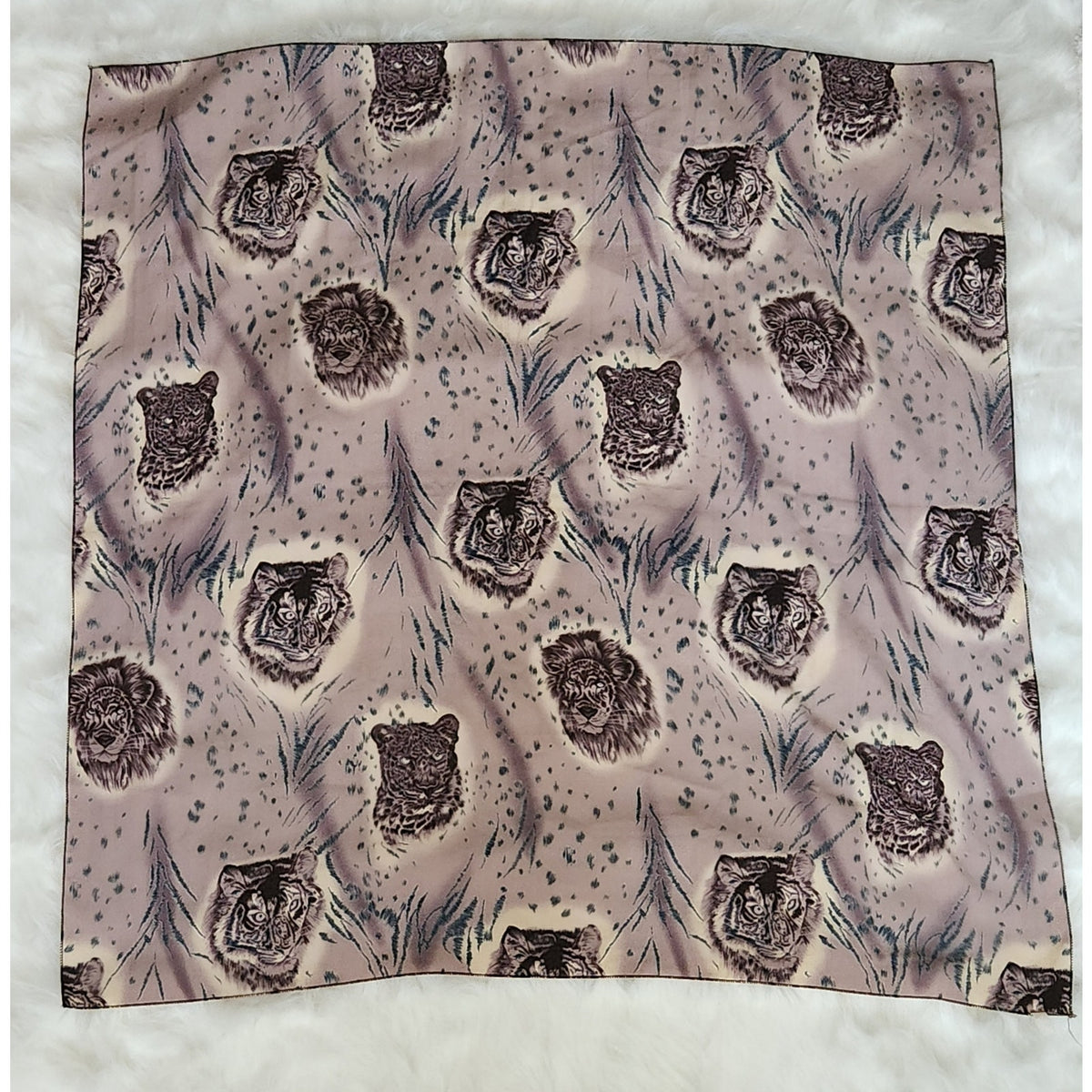 1980s Large Silky Mauve Animal Print Scarf