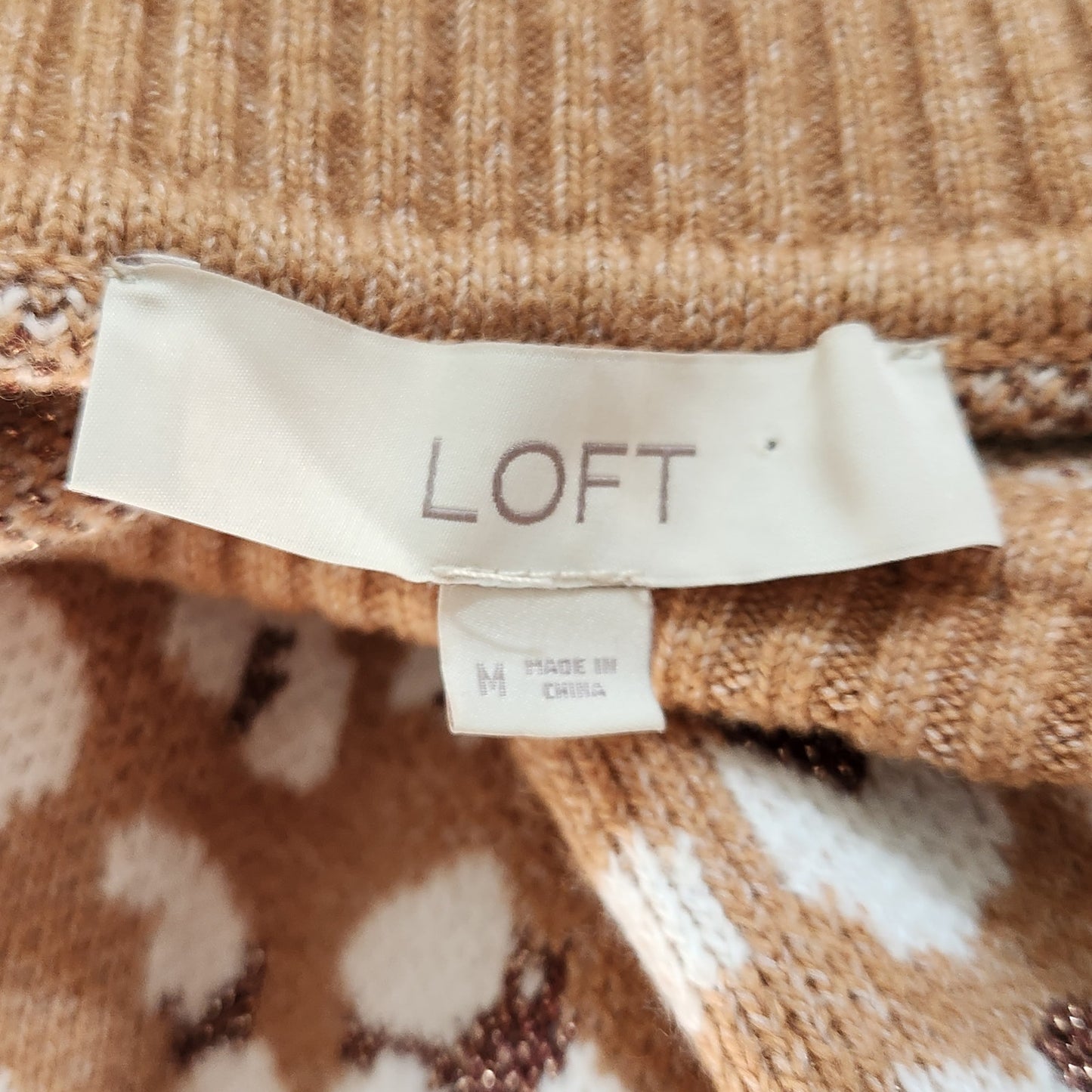 Leopard Print Mock Neck Sweater with Metallic Accents | Women's M