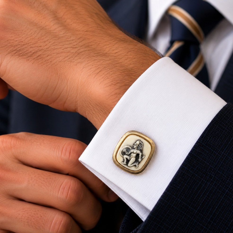 MCM Roman Warrior Cameo Cufflinks