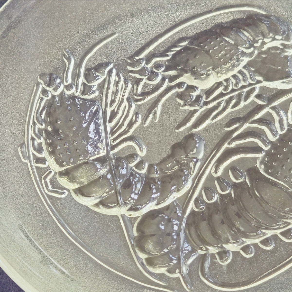 Vintage Pasari 9" Pressed Glass Plate | 1970s Shrimp Lobster Crawfish | Mulitple