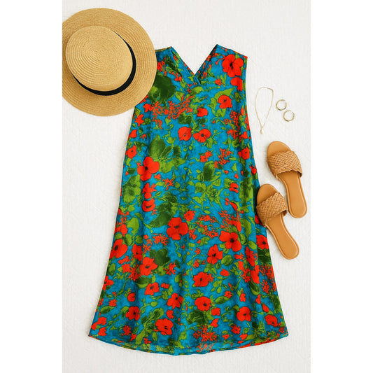 Philosophy Blue Floral Sleeveless Swing Dress – Women Size Small