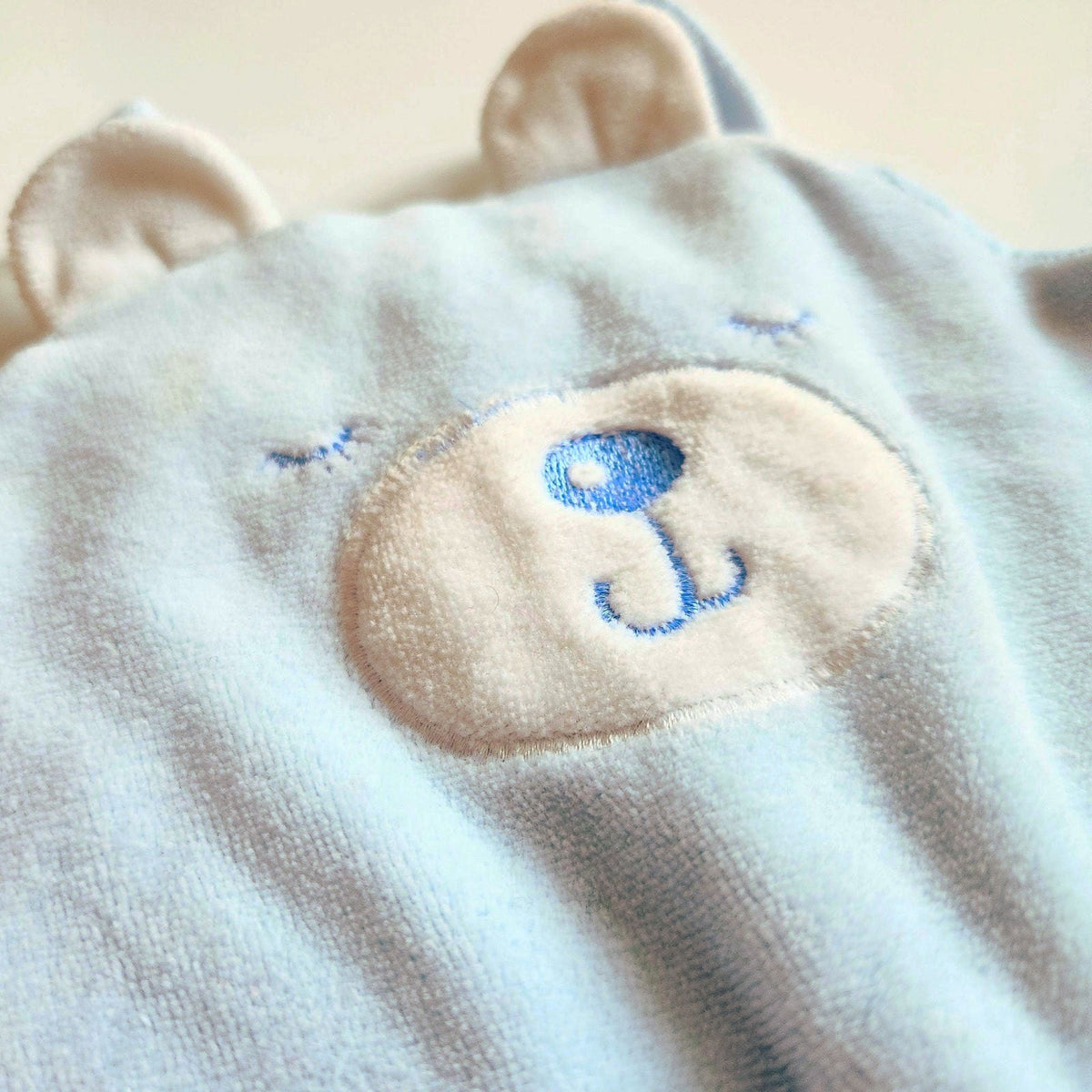 1980s Carter’s Velour Baby Blue Bear Footed Overalls | Unisex 0-3 Months