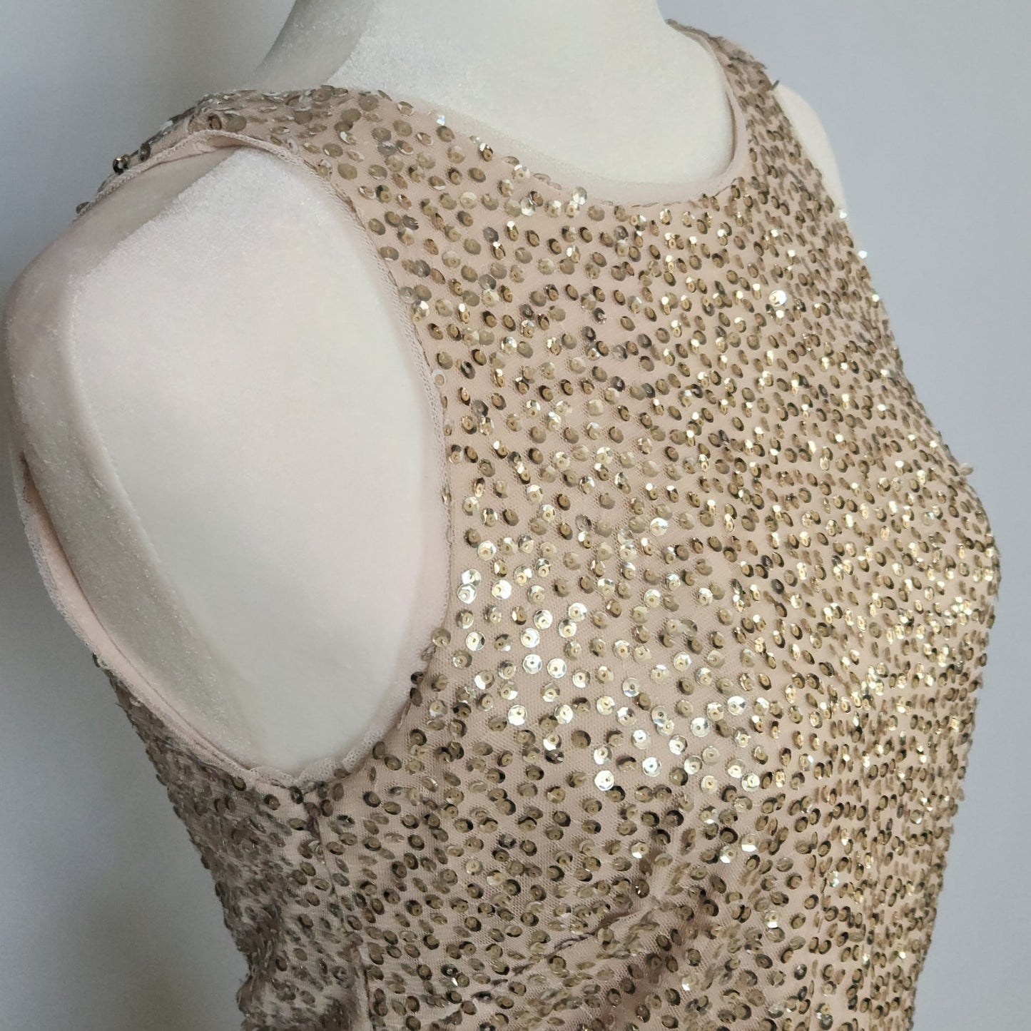 Adrianna Papell Champagne Sequin Sleeveless Evening Top | Women's 6