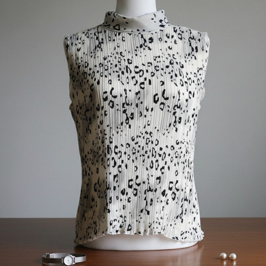 Vintage 80s/90s Fairfax County Leopard Print Sleeveless Blouse | Women's Small