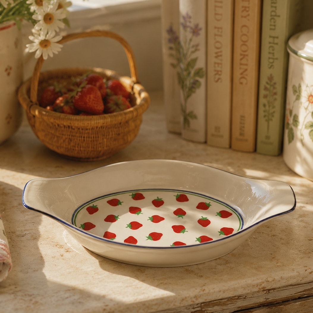1980s Strawberry Fields Ceramic Au Gratin Baker (Multiple Available)