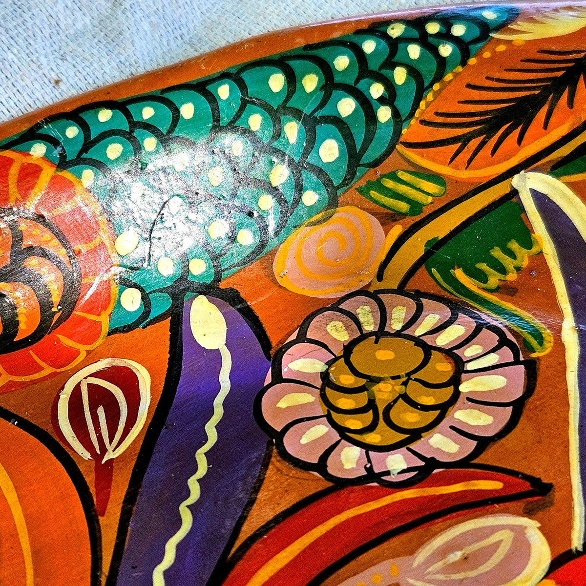 1970s Hand Painted Terracotta Fish Plaque