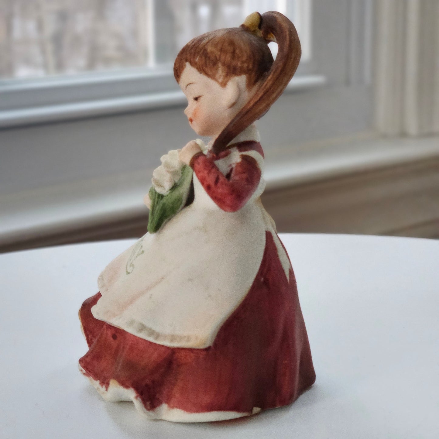 Vintage Lefton May Girl Figurine | 1950s Lily of the Valley Birth Month Keepsake