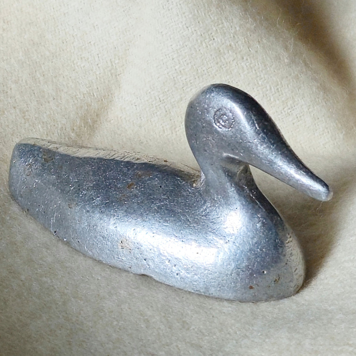 Vintage Miniature Aluminum Duck | MCM Mid-Century Modernist Silver Sculpture