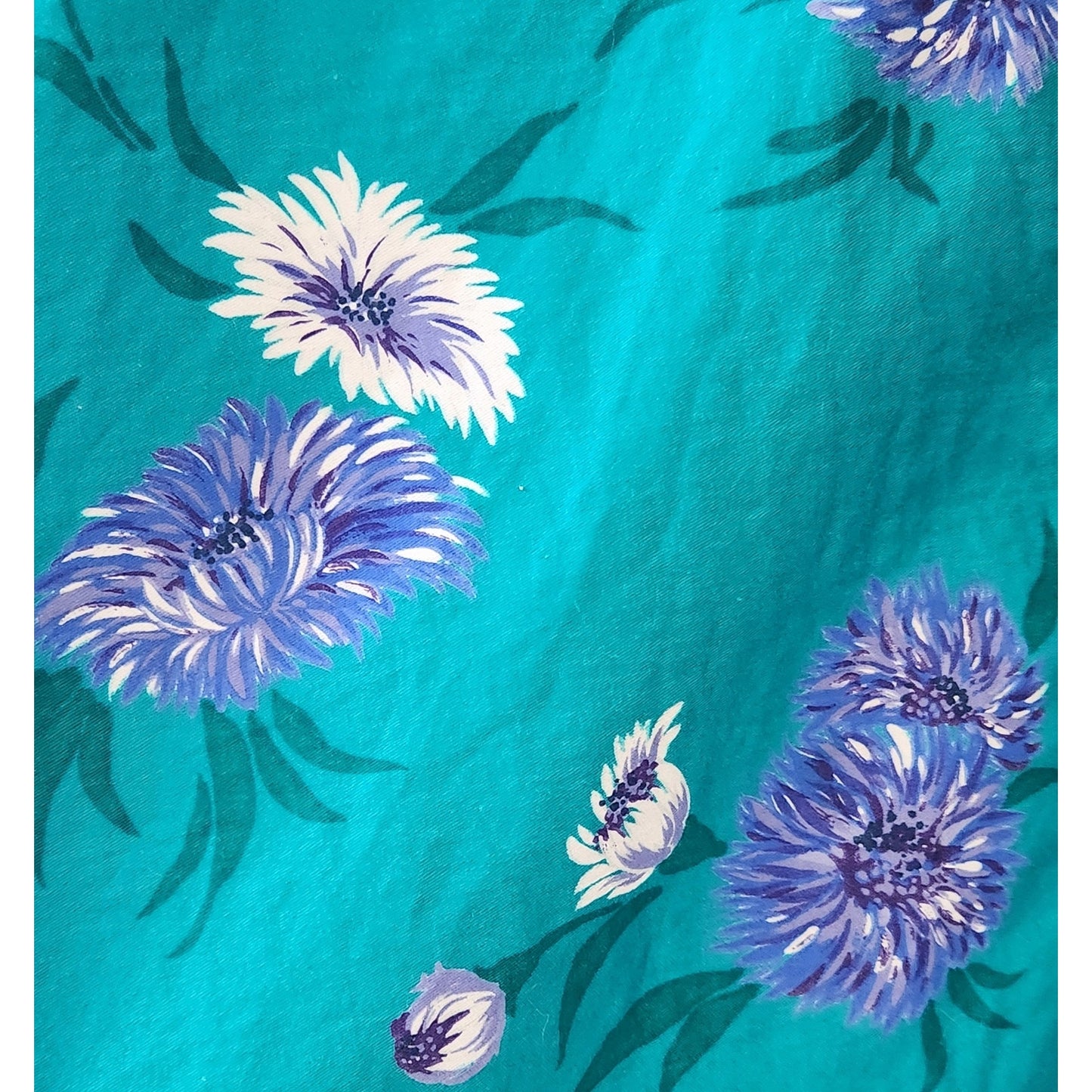 1970s Malia of Honolulu Teal Floral Sundress | Women's 6-8